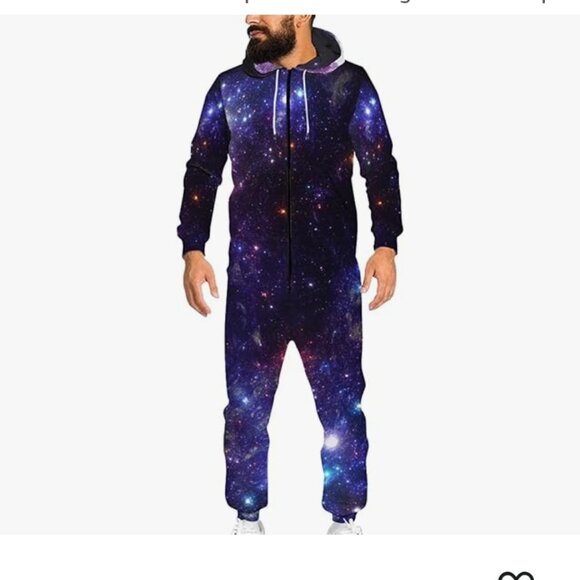 Unisex Adult 3D Printed Onesie With Zipper and Pockets - Picture 1 of 6